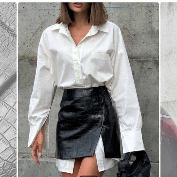 Commense Dresses & Skirts - Commense Casual Solid Faux Leather Mini Skirt NWT